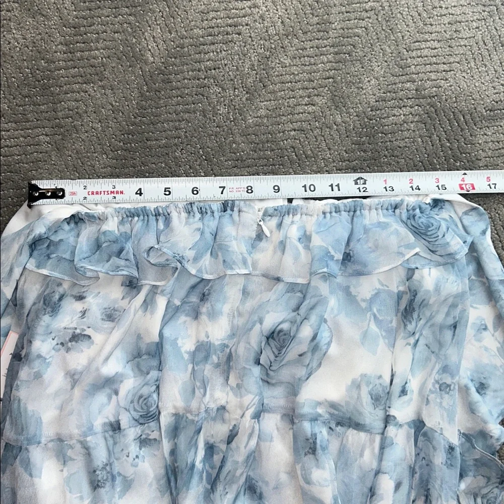 New AQUA Ruffle Trim Maxi Dress - Exclusive, Size Medium, Floral Dress - Picture 13 of 14